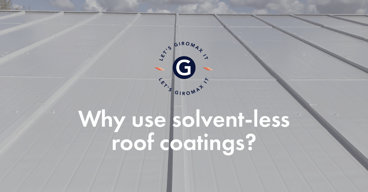 Banner that says "why use solvent-less roof coatings"